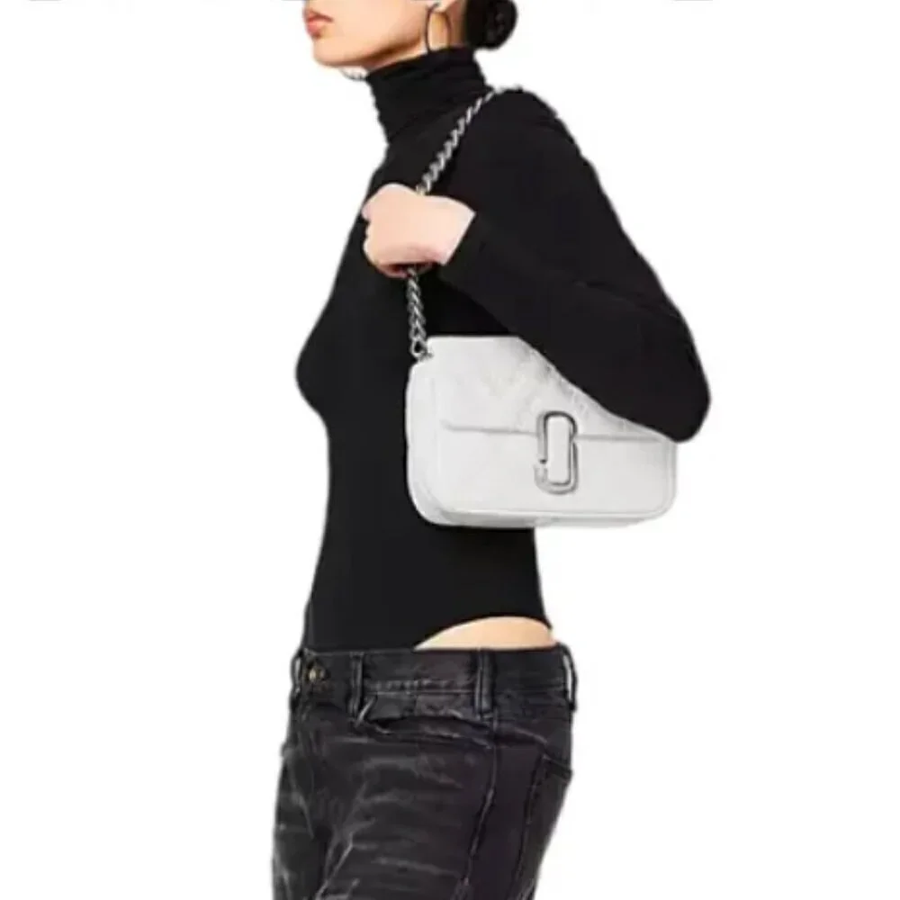 NWT! New Marc Jacobs J Marc Shoulder Bag -Quilted Lambskin leather -Cotton White